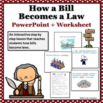 Preview of How a Bill Becomes a Law Interactive Powerpoint + Printable Government Worksheet