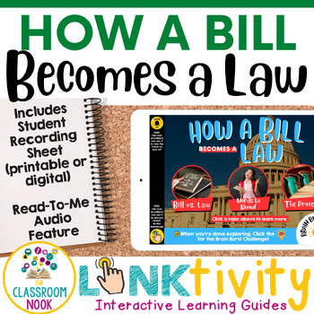 Preview of How a Bill Becomes a Law LINKtivity® (Legislative Branch Activity for Civics)
