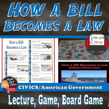 Preview of HOW a BILL Becomes a LAW | Lecture |Game Board Project | Review Game|Digital