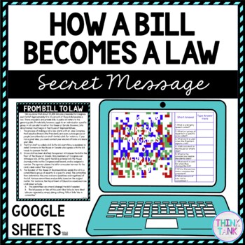 Preview of How a Bill Becomes a Law Secret Message Activity For Google Sheets™