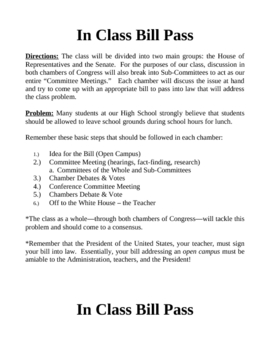 Preview of How a Bill Becomes a Law - Congress Simulation (Basic)
