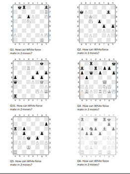 Easy Chess Puzzles - White to mate in 2 moves. For online experimentation,  see