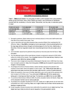 Preview of How covid-19 is boosting innovation documentary worksheet