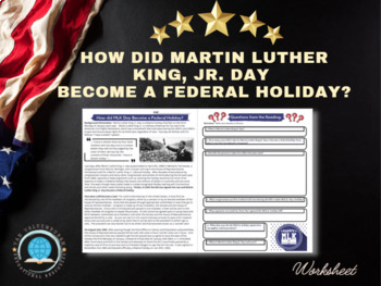 Preview of How did MLK Jr. Day Become a Federal Holiday? Worksheet