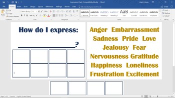 Preview of How do I express..... Emotion Chart A3 Size!