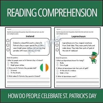 Preview of How do People Celebrate St. Patrick's Day Reading Comprehension Passages K-2