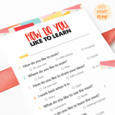 How do you like to learn | Back to school activity