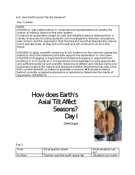 Preview of How does Earth's Axial Tilt Affect the Seasons? Day 1