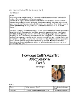 Preview of How does the Earth's Axial tilt affect the Seasons? Day 3