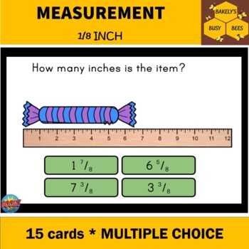 Preview of How long? Measuring to 1/8 inch using rulers- BOOM cards