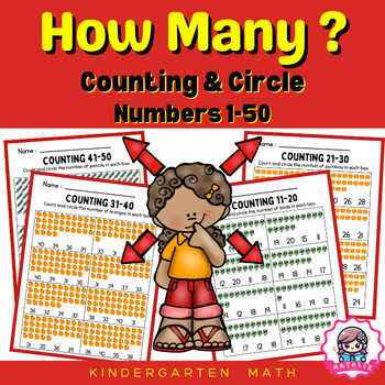 Preview of How many? Numbers 1-50 | Counting Activity | Count and Circle | Math Worksheet