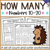 How many? Numbers 10 - 20, Ten to Twenty, Count and Write 