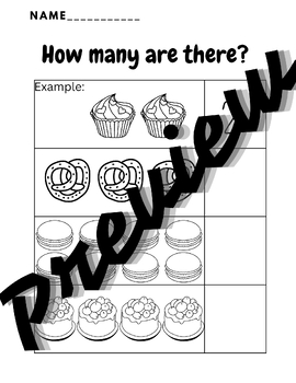 Preview of How many are there? Dessert theme. Add up to 20.