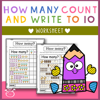 Preview of How many count and write to 10  Worksheets