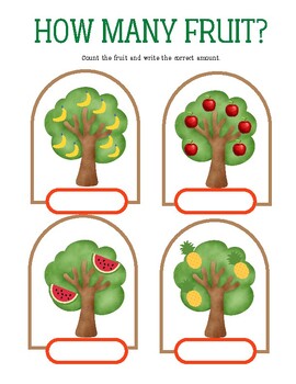 Preview of How many fruit worksheet | Count the fruit | Kindness activities  - FREE