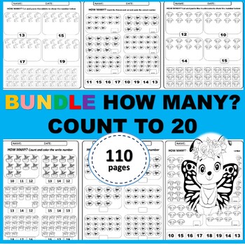 Preview of How many? spring bundle Numbers 1 to 20 counting Printables Kindergarten