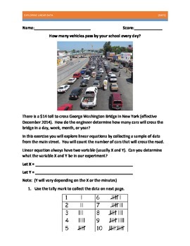 Preview of Linear data How many vehicles pass by your school every day?