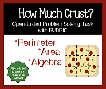 Preview of How much crust? Open-ended problem solving task with area, perimeter, & algebra