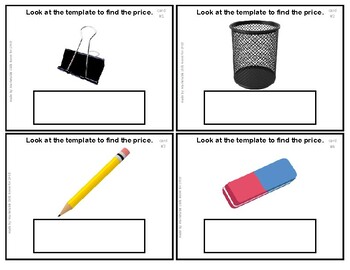 Preview of How much does the office supplies cost? task box cards - Special Education