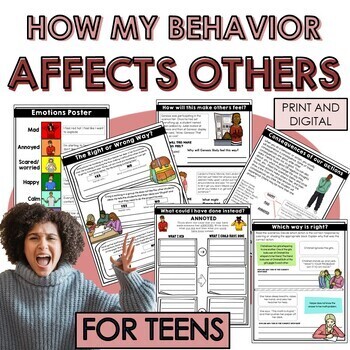 Preview of How my behavior affects others activities task cards social skills TEENS SEL