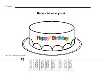 Preview of How old are you? Counting Candles 1-1. All About Me Activity.