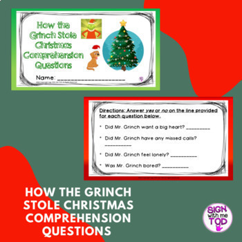 Preview of How the Grinch Stole Christmas Movie Comprehension Questions