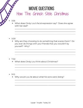 How the Grinch Stole Christmas Movie Comprehension and Discussion Guide