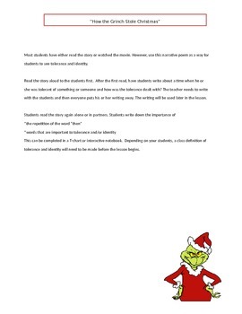 Preview of "How the Grinch Stole Christmas" for Middle School