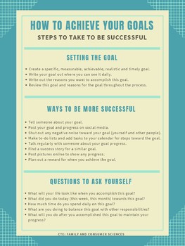 How to Achieve Your Goals Handout by CTE Family and Consumer Sciences