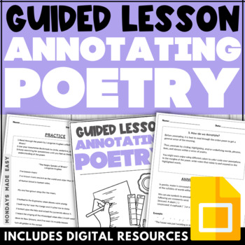 Preview of How to Annotate Poetry - Close Reading Lesson and Annotating Poetry Worksheets