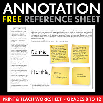 Preview of How to Annotate Text, Annotations, FREE Sticky Note Method Handout with Bookmark