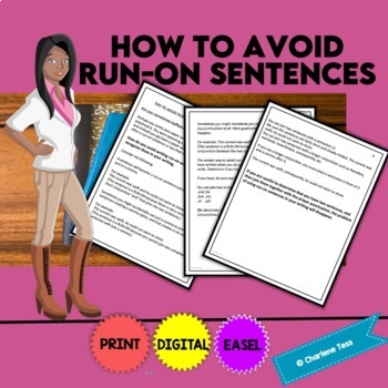 Preview of How to Avoid Run-On Sentences Grammar Worksheets | Print | Google | Easel
