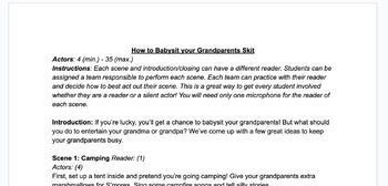 Preview of How to Babysit your Grandparents - Easy & Fun Skit for Grandparents Day