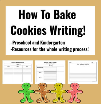 Preview of How to Bake Cookies Writing process, prompts, activities, winter kindergarten