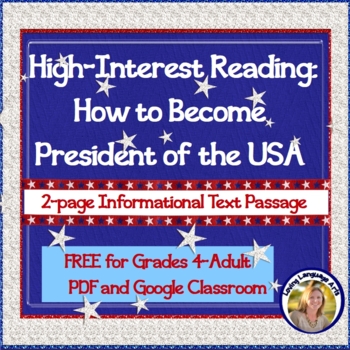 Preview of "How to Become President of the USA" - Informational Text Passage & Infographic