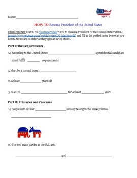 Preview of How to Become President of the United States_USAgov Video Guided Notes