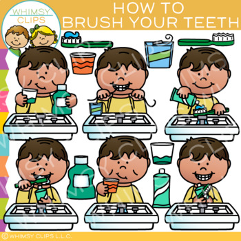 Preview of How to Brush Your Teeth Clip Art: Sequencing and Dental Clip Art