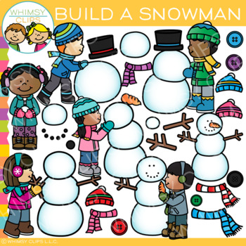 Preview of Kids Building a Snowman Clip Art