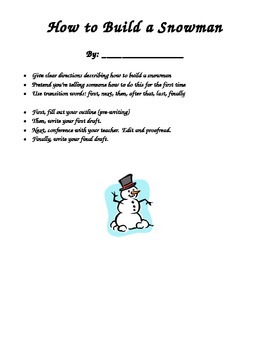 Preview of "How to Build a Snowman" writing activity