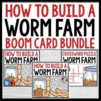 Preview of How to Build a Worm Farm with Audio Boom Cards Booklet Earthworms Bundle