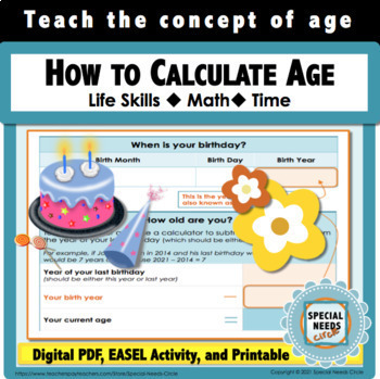 Preview of How to Calculate Age worksheets for Life Skills - Elementary Level