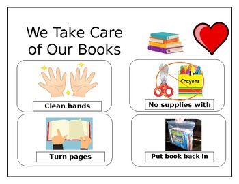 Preview of How to Care for Books Preschool Visuals