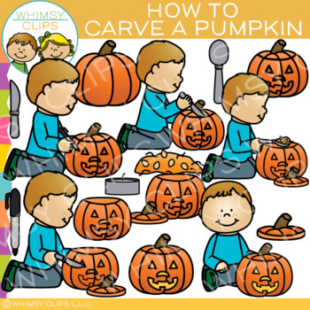 Preview of How to Carve a Halloween Pumpkin Clip Art: Sequencing and Fall Clip Art