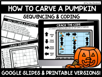 Preview of How to Carve a Pumpkin - Halloween Activity - SEQUENCING & CODING (HOUR OF CODE)