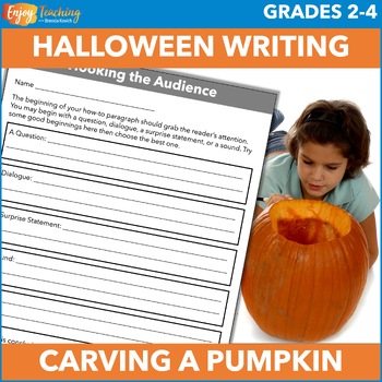 Preview of How to Carve a Pumpkin Prompt - Halloween Writing Activity 2nd, 3rd, 4th Grade
