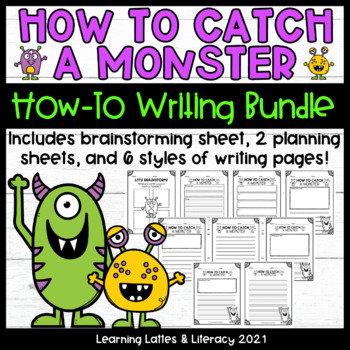 Preview of How to Catch A Monster Halloween Writing Activity No Prep October - Bundle