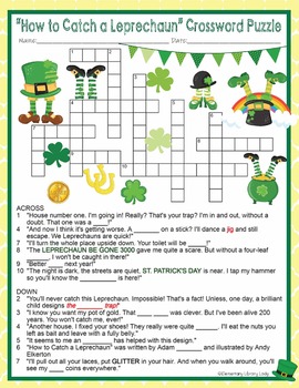How to Catch a Leprechaun Activities Wallace Crossword Puzzle and Word