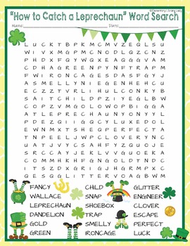 How to Catch a Leprechaun Activities Wallace Crossword Puzzle and Word