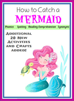 Preview of How to Catch a Mermaid book companion - Task Cards Phonics Spelling Reading