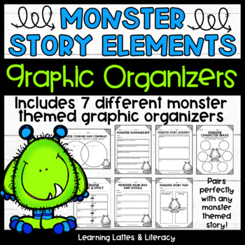 Preview of How to Catch a Monster Halloween Story Elements October Graphic Organizers